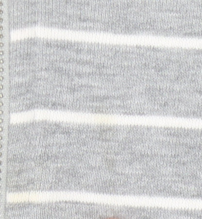 Superdry Unisex Grey Striped Full Zip Hoodie Size 10