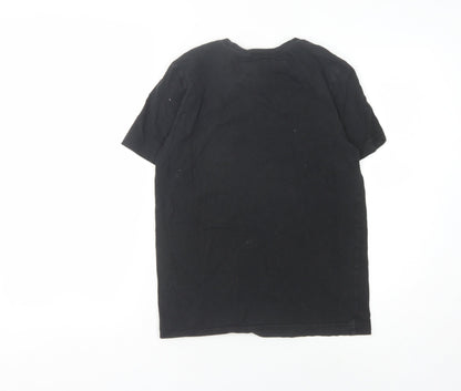 Adidas Boys Black Graphic T-Shirt, 11-12 Years, Crew Neck, Cotton