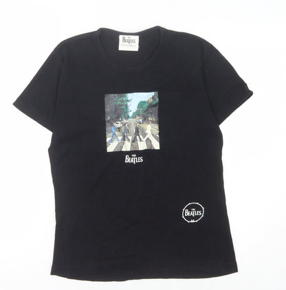 Womens UK Size UK 8/10 The Beatles Black  T-Shirt