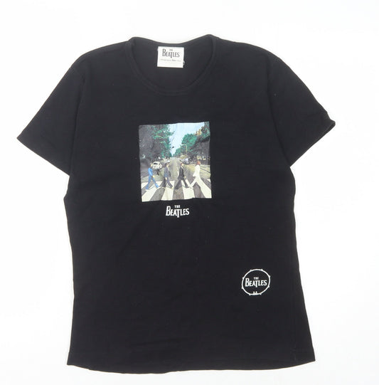 Womens UK Size UK 8/10 The Beatles Black  T-Shirt