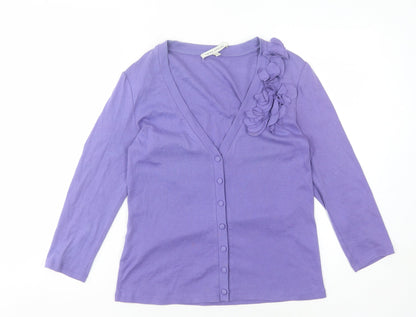 Womens UK Size 12 Laura Ashley Purple Cardigan Jumper