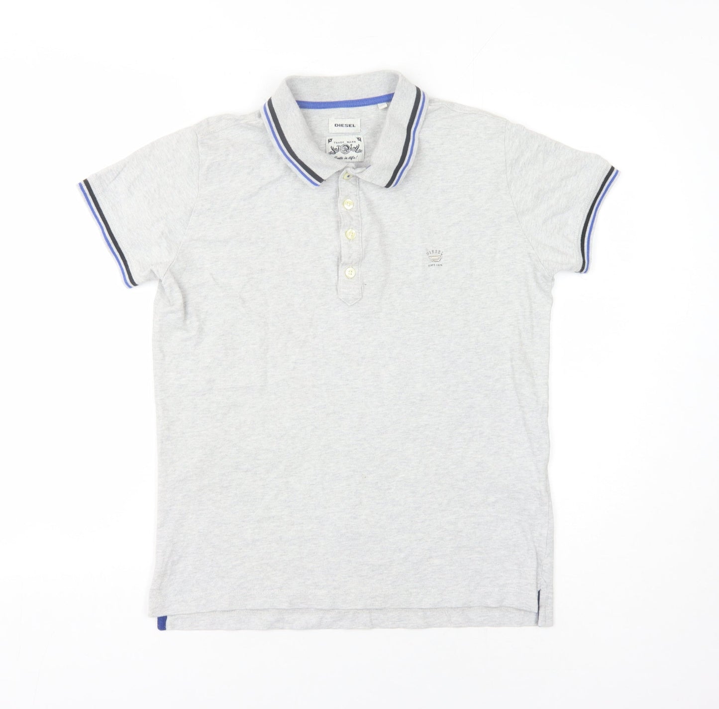 Diesel Men's Grey Short Sleeve Polo Shirt S Comfortable