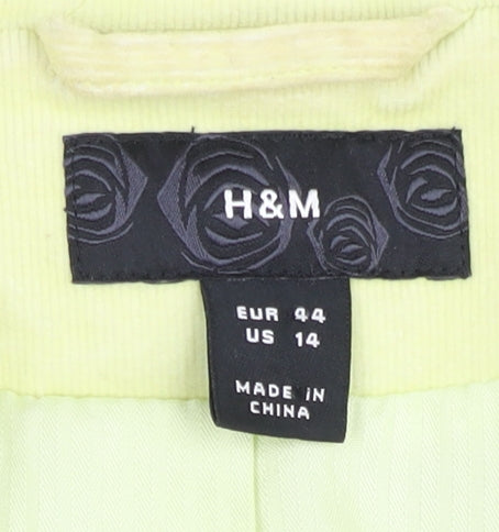 H&M Women's Green Blazer, Size 16, Casual Corduroy