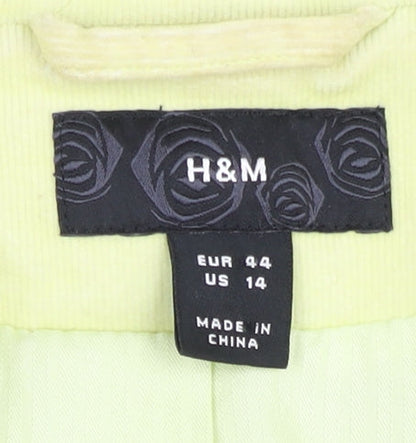 H&M Women's Green Blazer, Size 16, Casual Corduroy