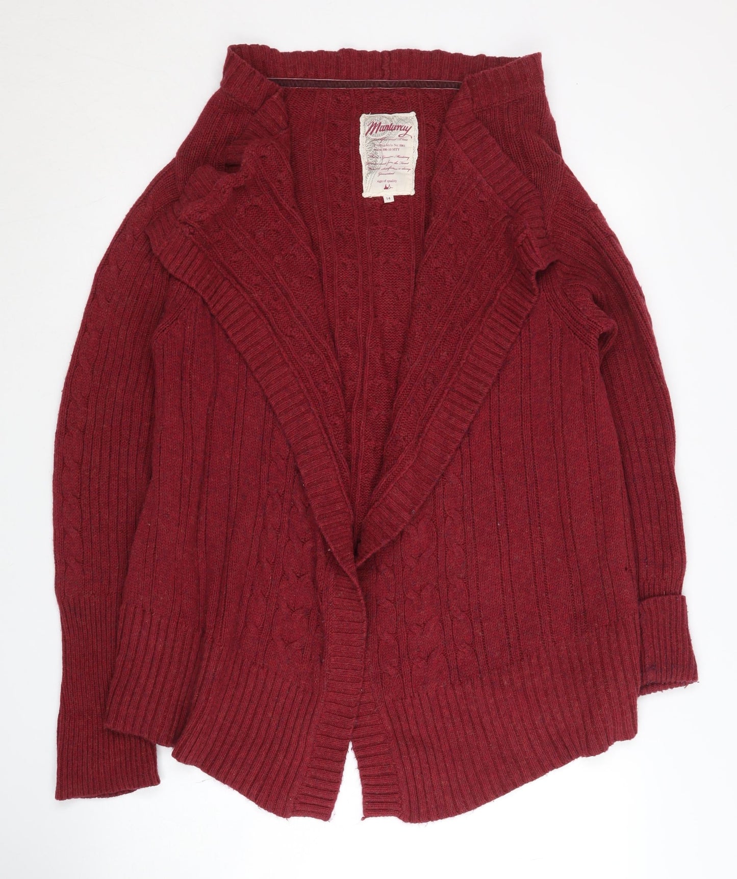 Womens UK Size 14 Mantaray Red Cardigan Jumper