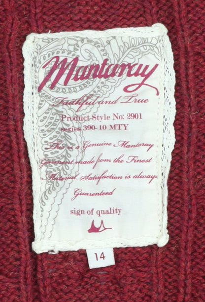 Womens UK Size 14 Mantaray Red Cardigan Jumper