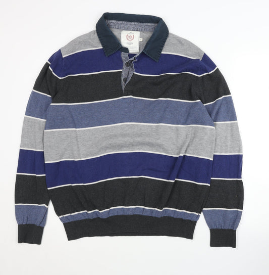 Atlantic Bay Men's XL Striped Henley Jumper