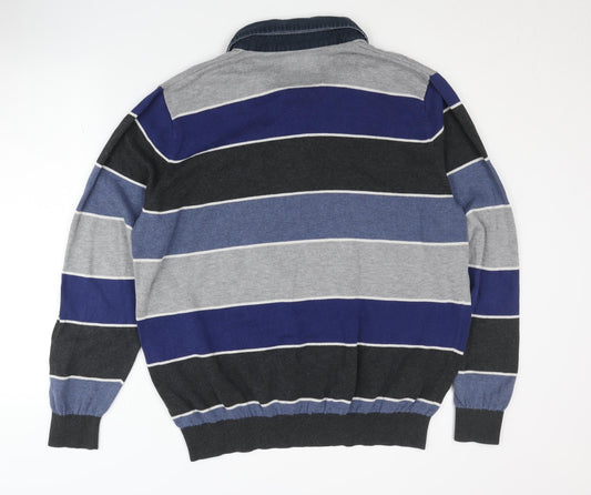 Atlantic Bay Men's XL Striped Henley Jumper
