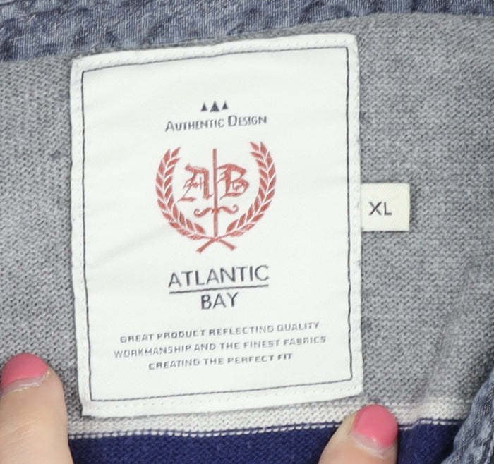 Atlantic Bay Men's XL Striped Henley Jumper