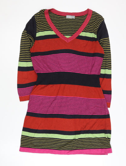 Per Una Women's Multicoloured Striped V-Neck Dress