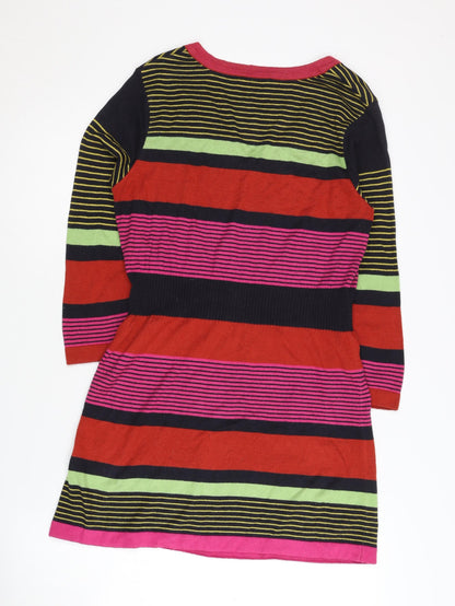 Per Una Women's Multicoloured Striped V-Neck Dress