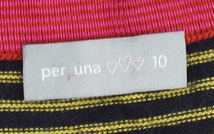 Per Una Women's Multicoloured Striped V-Neck Dress