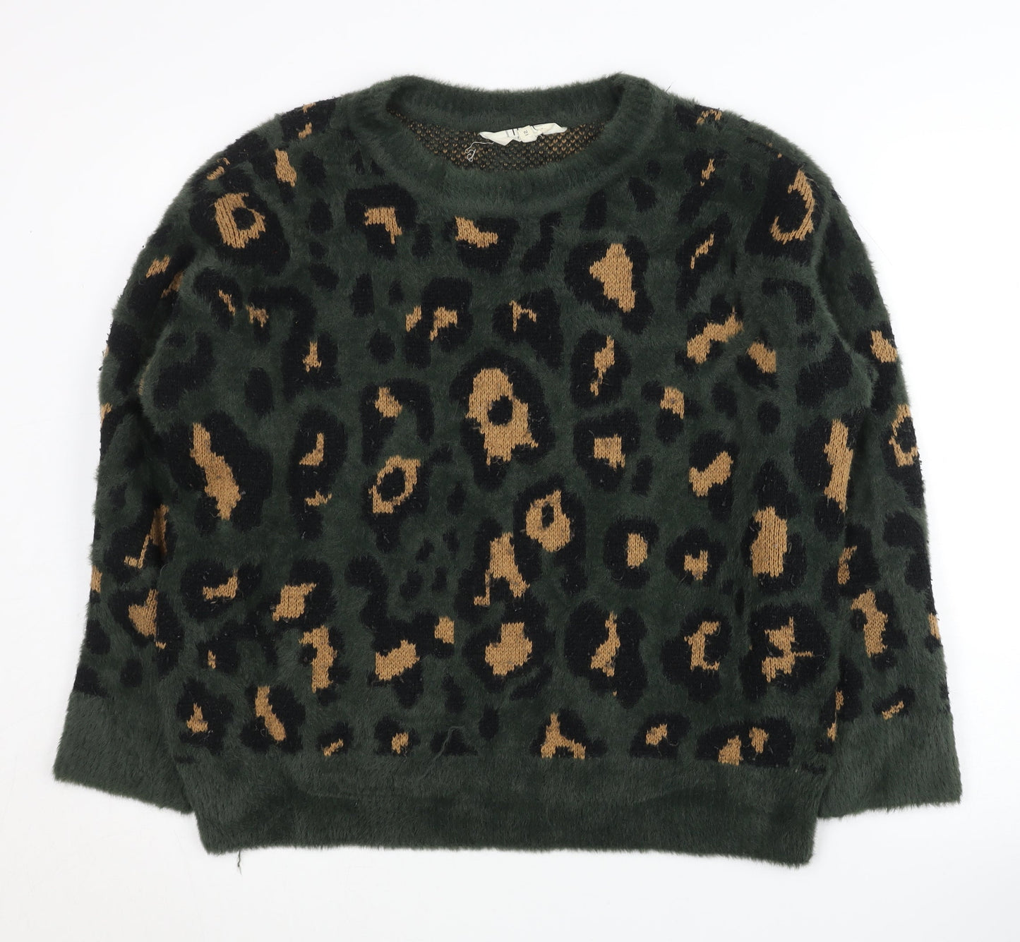 Savannah Miller Women's Green Animal Print Pullover Jumper
