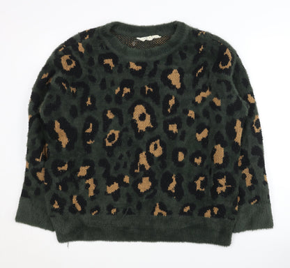 Savannah Miller Women's Green Animal Print Pullover Jumper