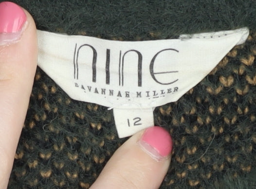 Savannah Miller Women's Green Animal Print Pullover Jumper