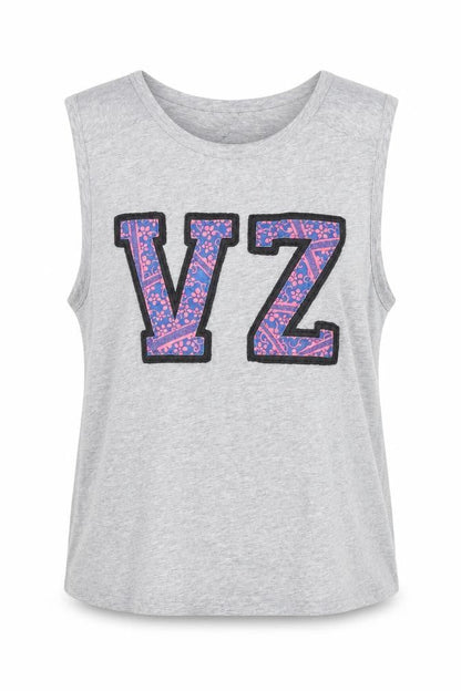 Front view of VonZipper Grey Sleeveless Tank Top, size 10