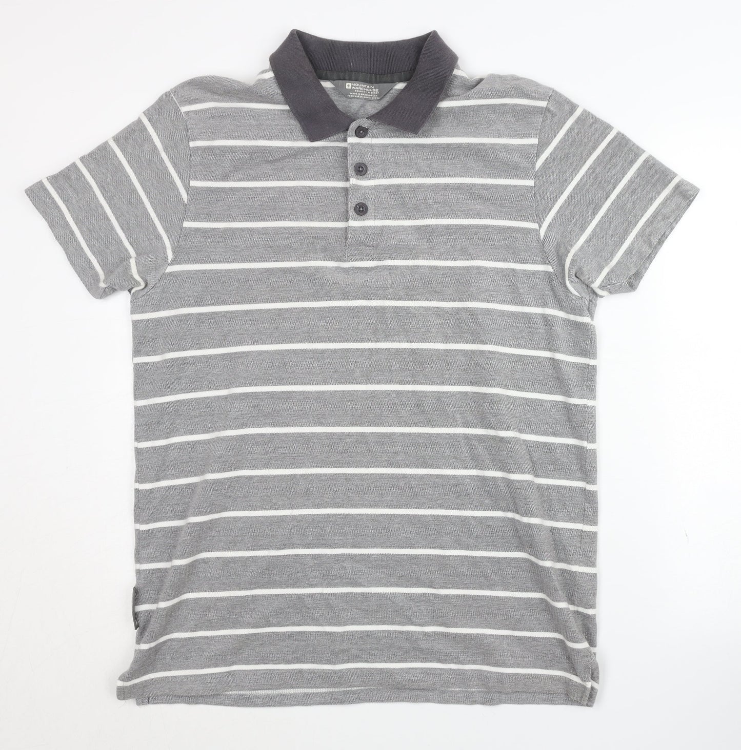 Mountain Warehouse Men's Grey Striped Polo Shirt - L