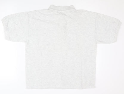 Gildan Men’s Grey Polo with Graphic Print, Size M