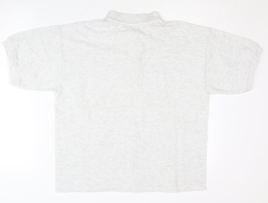 Gildan Men’s Grey Polo with Graphic Print, Size M