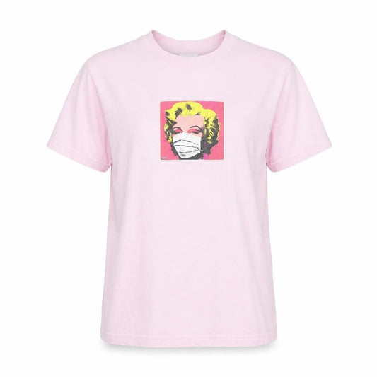 Front view of SCUM unisex pink pop art t-shirt, size S