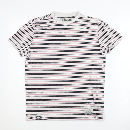 Additional front view of The Stronghold unisex stripe t-shirt xs multicoloured