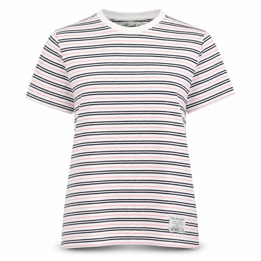 Front view of The Stronghold unisex stripe t-shirt xs multicoloured