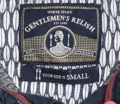 White Stuff Men's Grey Polo Shirt, Size S, Geometric Style