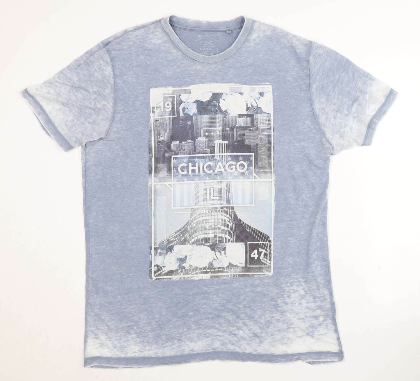 Next Men's Blue Graphic XL T-Shirt - Polyester Blend