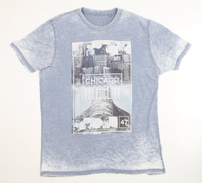 Next Men's Blue Graphic XL T-Shirt - Polyester Blend