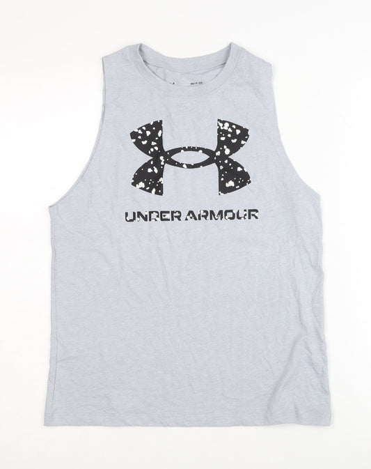 Under Armour Grey Tank Top, Unisex S, Loose Fit, Gym Ready