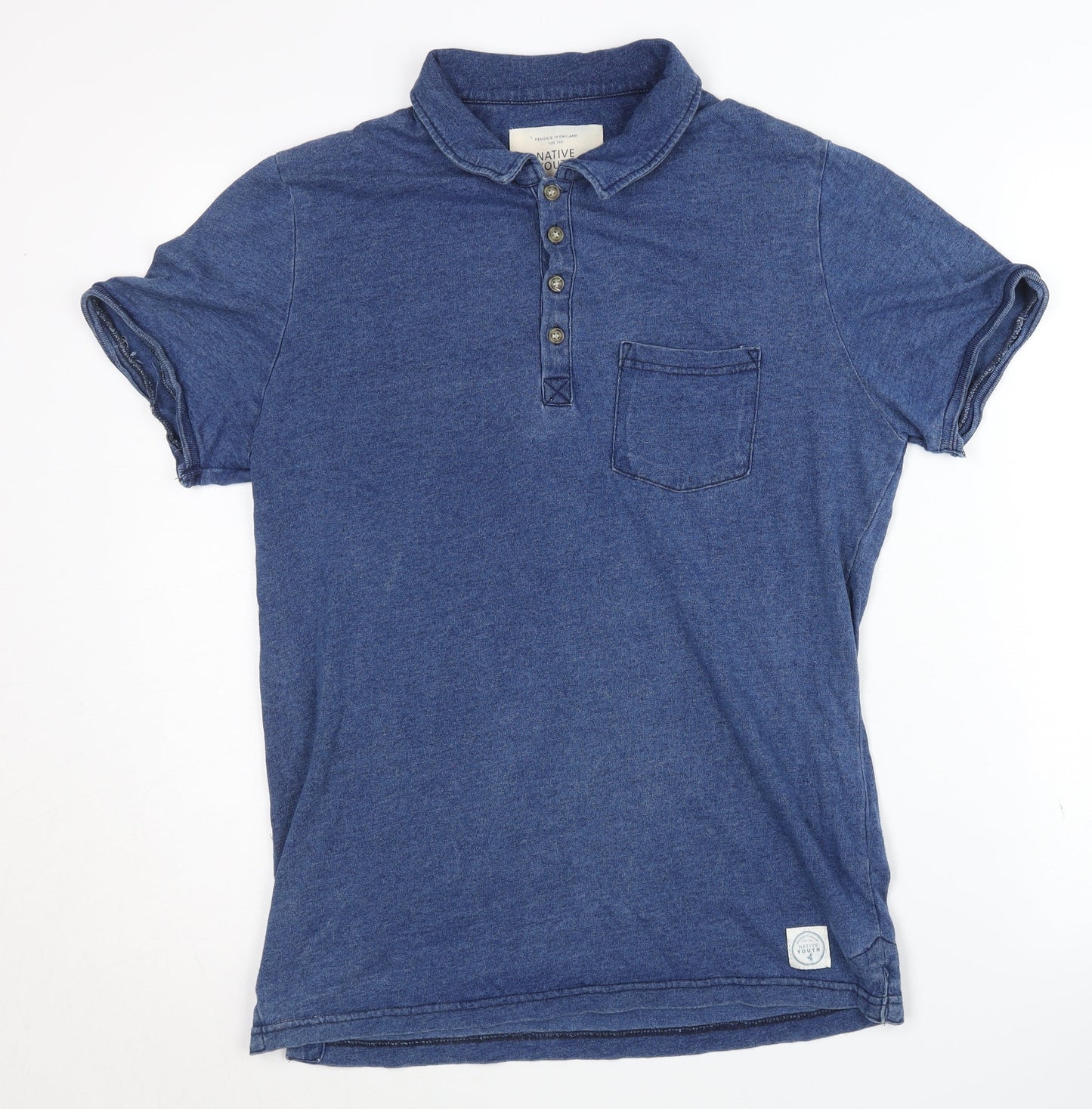 Native Youth Men's Blue Polo Shirt - Size S, Casual Style