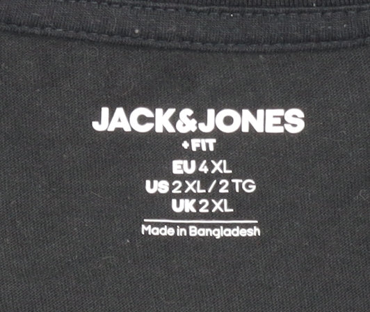Mens UK Size 2XL JACK & JONES Black  T-Shirt