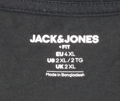 Mens UK Size 2XL JACK & JONES Black  T-Shirt