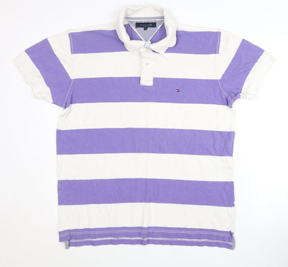 Tommy Hilfiger Men's Purple Striped Polo L