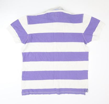 Tommy Hilfiger Men's Purple Striped Polo L