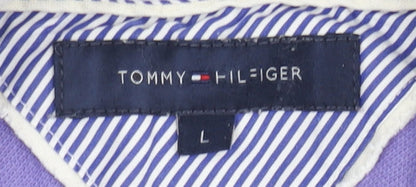Tommy Hilfiger Men's Purple Striped Polo L
