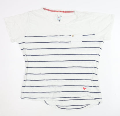 Womens UK Size M Country Rose White Basic T-Shirt