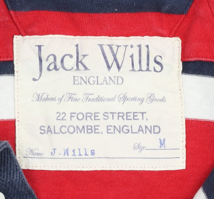 Jack Wills Men's Red Striped Rugby Polo M