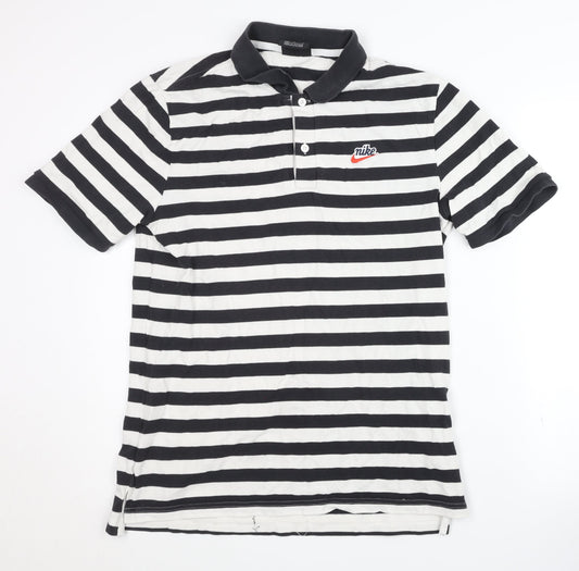 Nike Men's Black Striped Polo M Casual