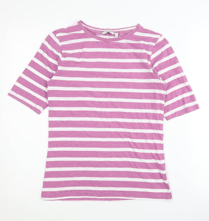 b.young Women's Pink Striped T-Shirt Medium