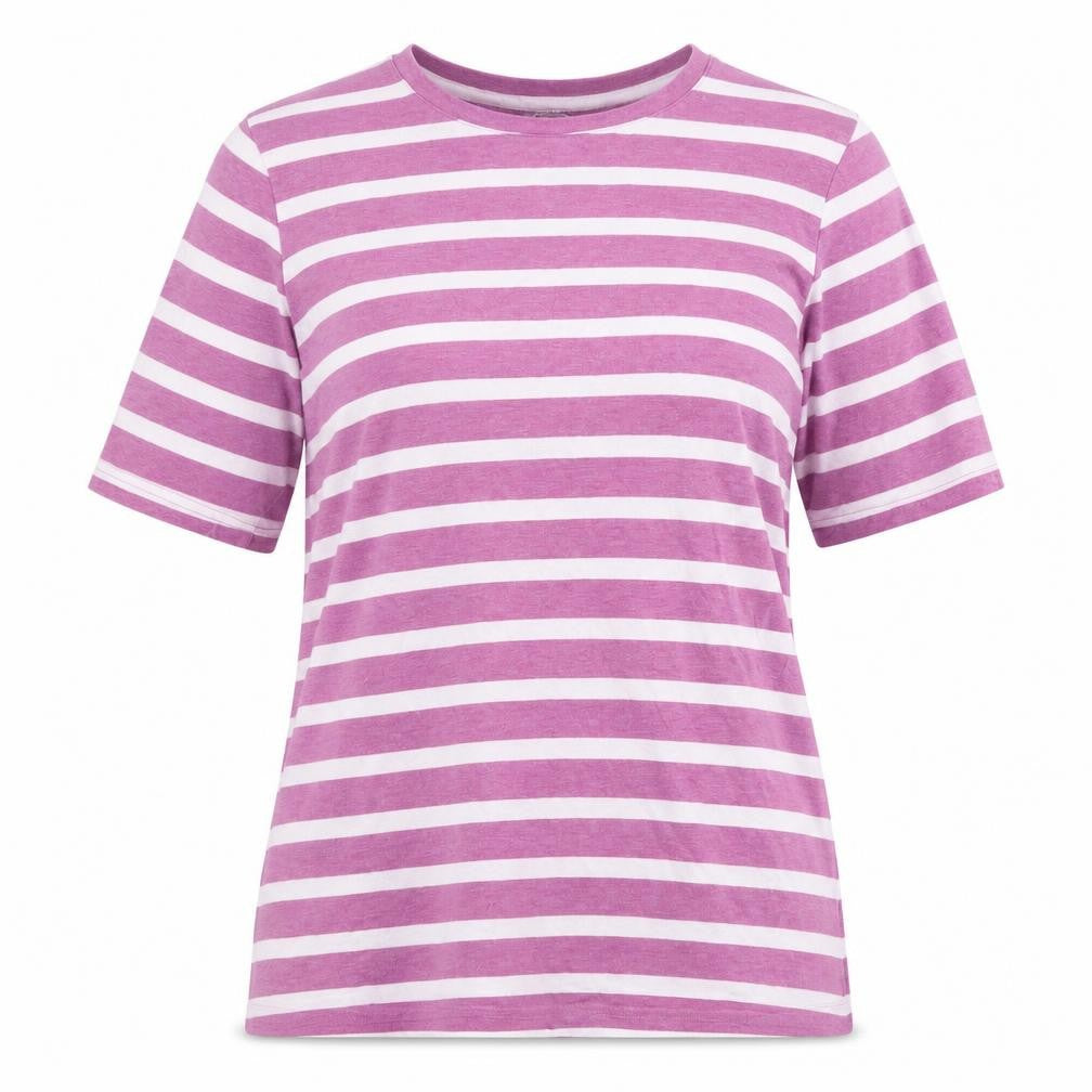 b.young Women's Pink Striped T-Shirt Medium