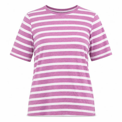 b.young Women's Pink Striped T-Shirt Medium