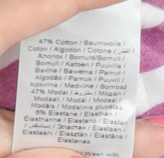 b.young Women's Pink Striped T-Shirt Medium