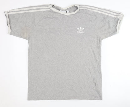 Adidas Men's Grey Crew Neck Logo T-Shirt M