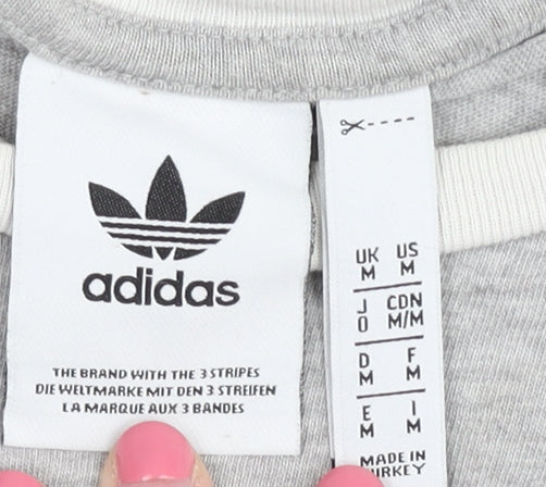 Adidas Men's Grey Crew Neck Logo T-Shirt M