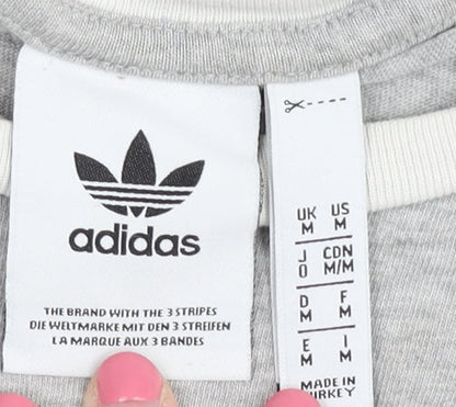 Adidas Men's Grey Crew Neck Logo T-Shirt M