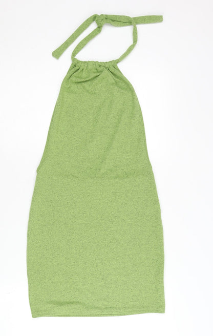 LilyLulu Women's Green Halter Dress S