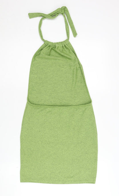 LilyLulu Women's Green Halter Dress S