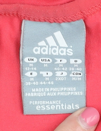 Adidas Women's Red T-Shirt, Size M, Quick Dry Activewear