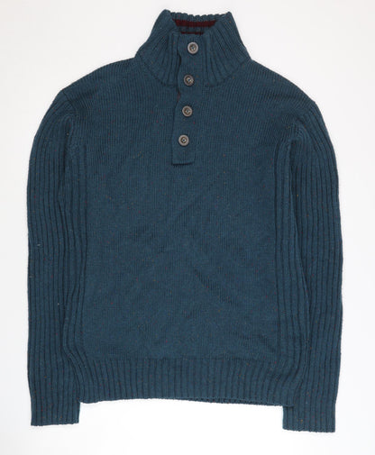 Joe Browns Men's Blue Henley Knit Jumper Size Regular